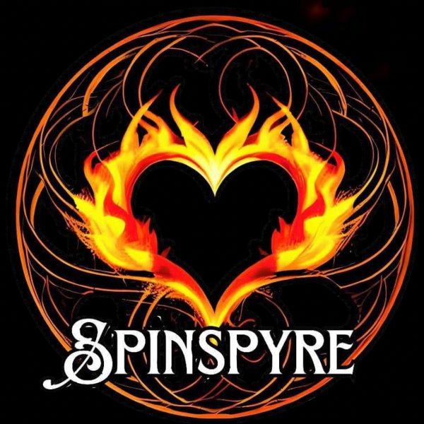 Spinspyre logo, a flaming heart inside a circle